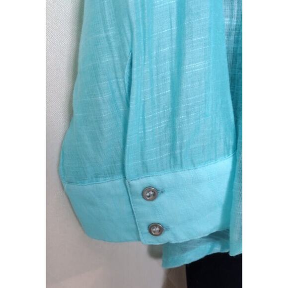 Chico's Button Up Long Tab Sleeve Shirt, Sz 0 (XS/4), Aqua - Picture 4 of 8